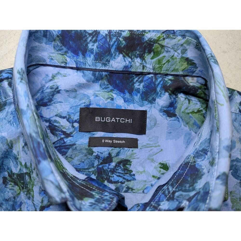 Bugatchi Men's Small 8 Way Stretch Button Up Dress Casual Shirt Abstract Floral - Picture 4 of 8